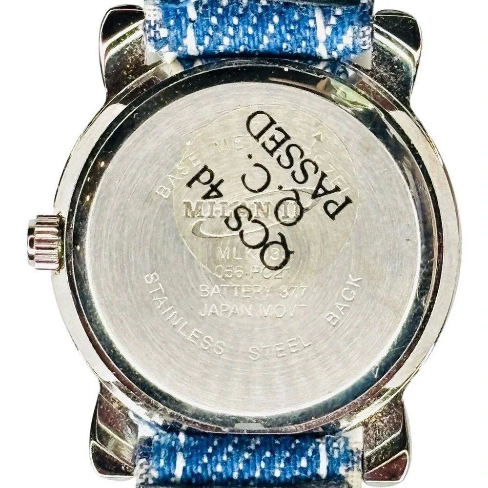 Y2K Milan II Blue Denim Embroidered Flower Strap Watch 056-PC Kids Girls